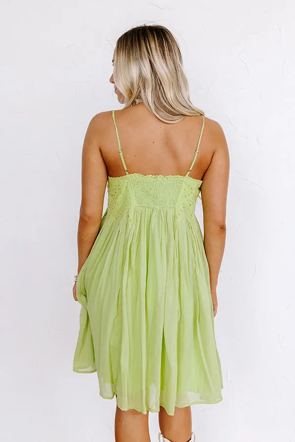 Coastal Flair Eyelet Mini Dress in Lime Punch