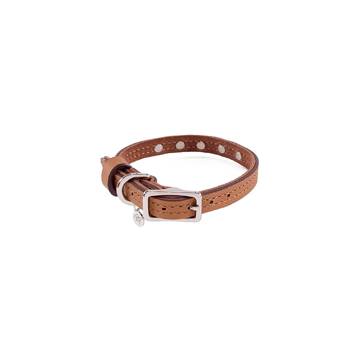 Colima Classic Rhinestone Leather Dog Collar Hazelnut