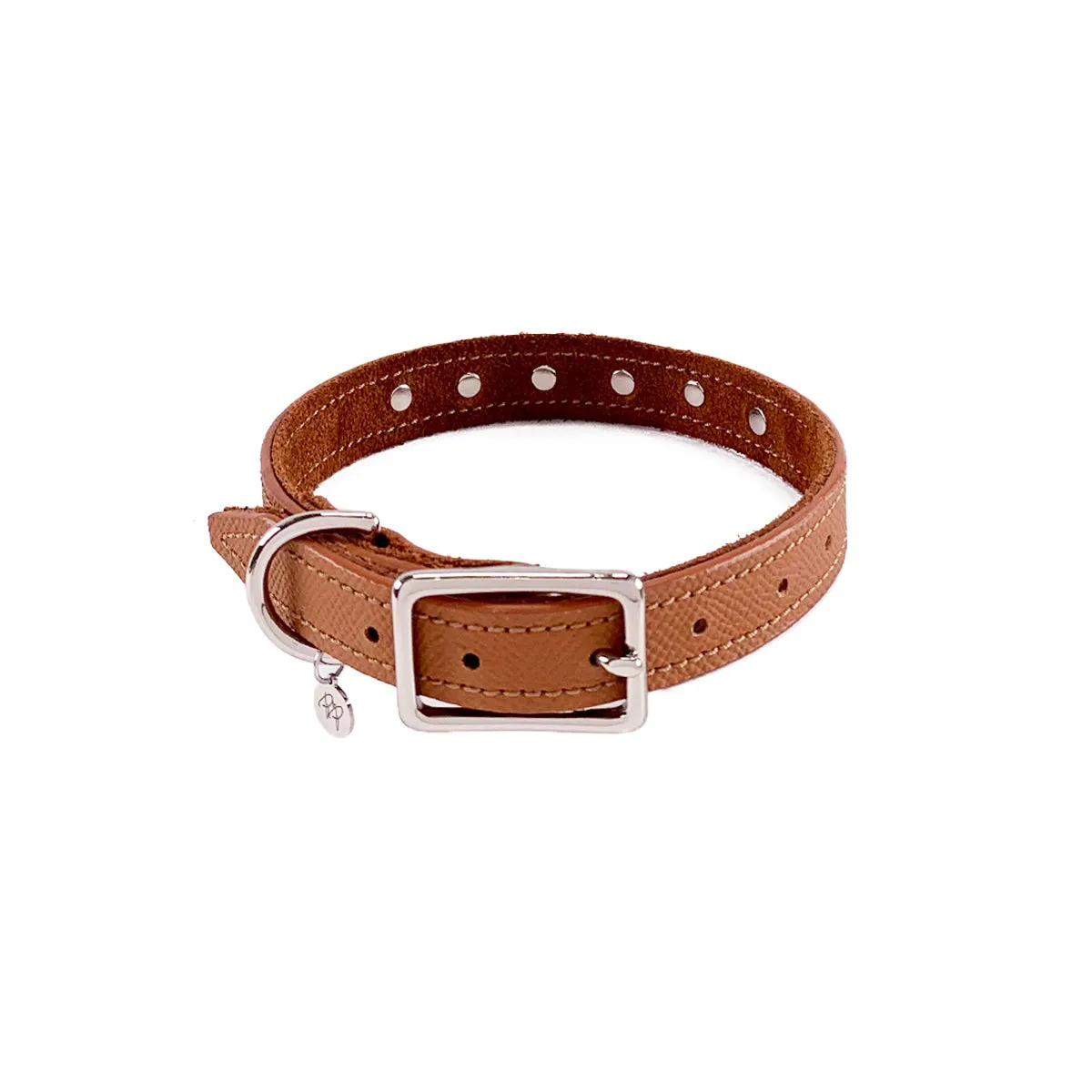 Colima Classic Rhinestone Leather Dog Collar Hazelnut