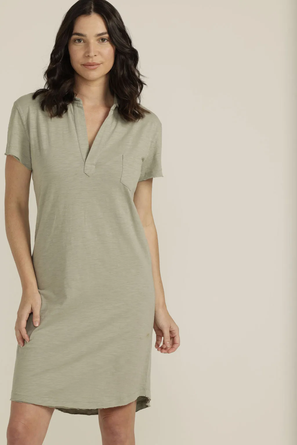 Cotton Polo Dress Sage