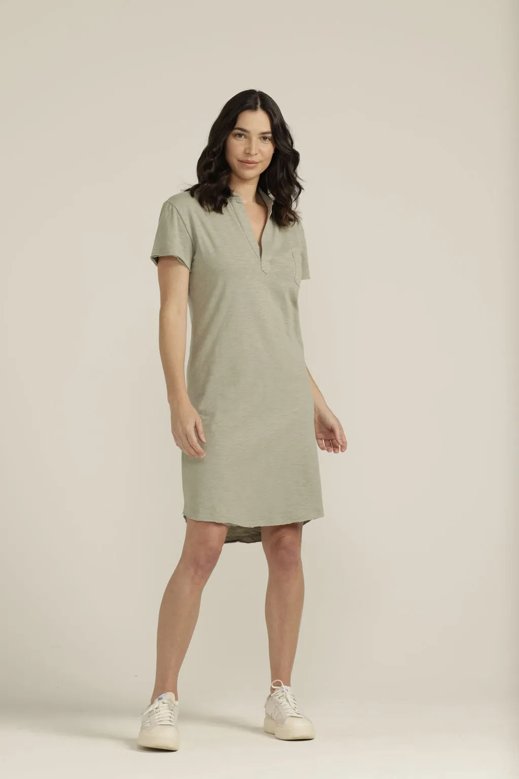 Cotton Polo Dress Sage