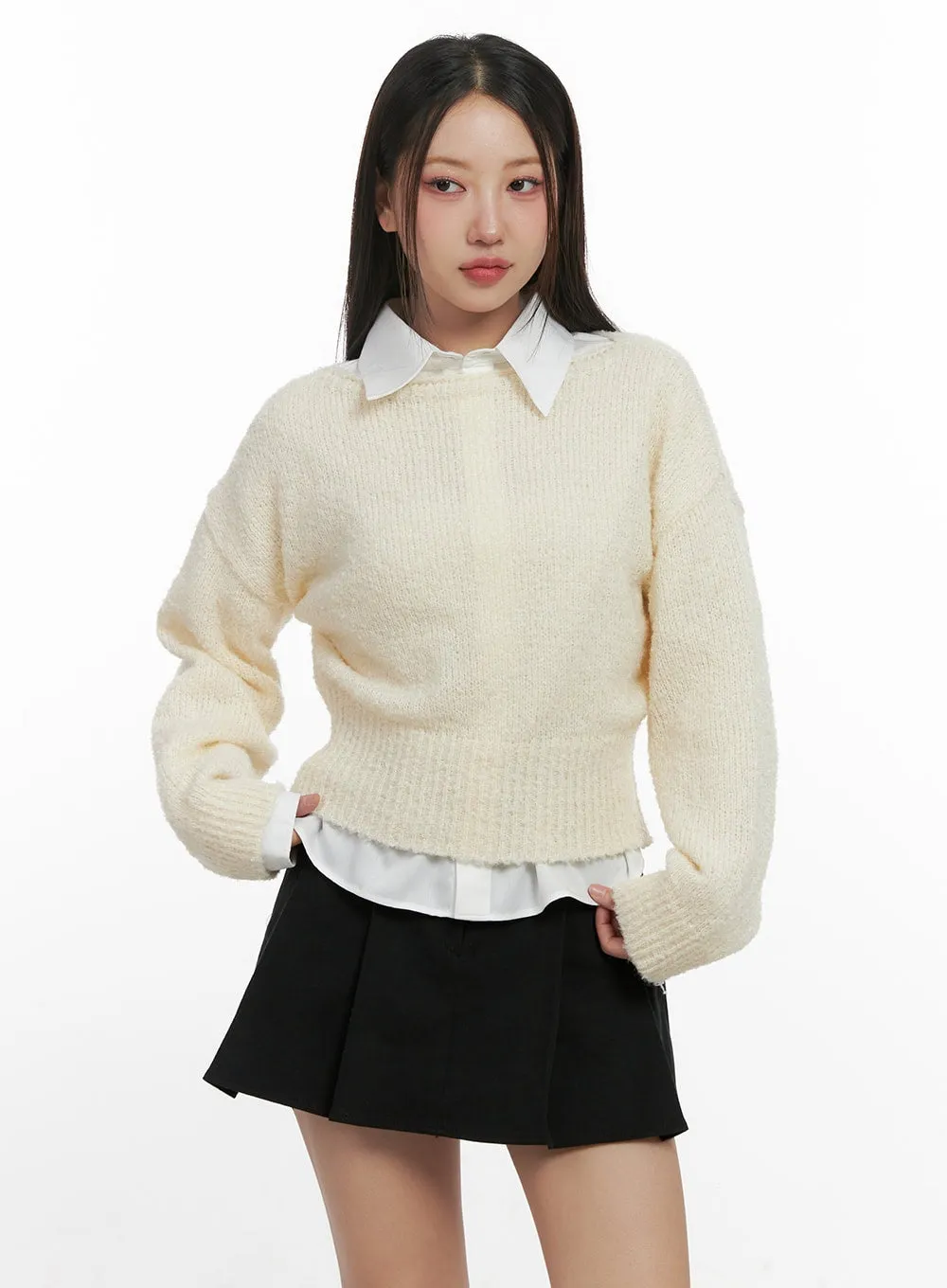 CozyChic Polyester Crop Sweater CN415