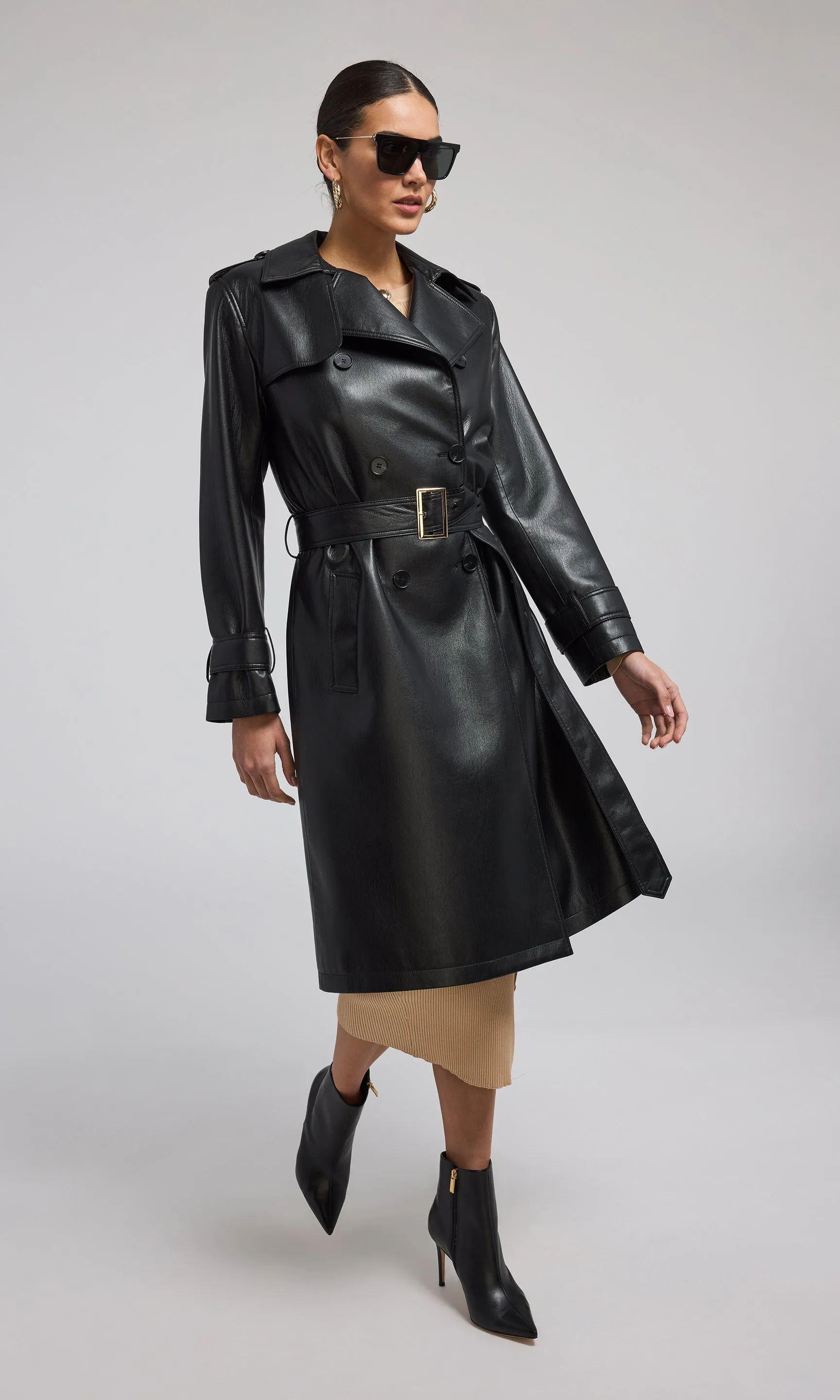 Danielle Vegan Leather Trench Coat