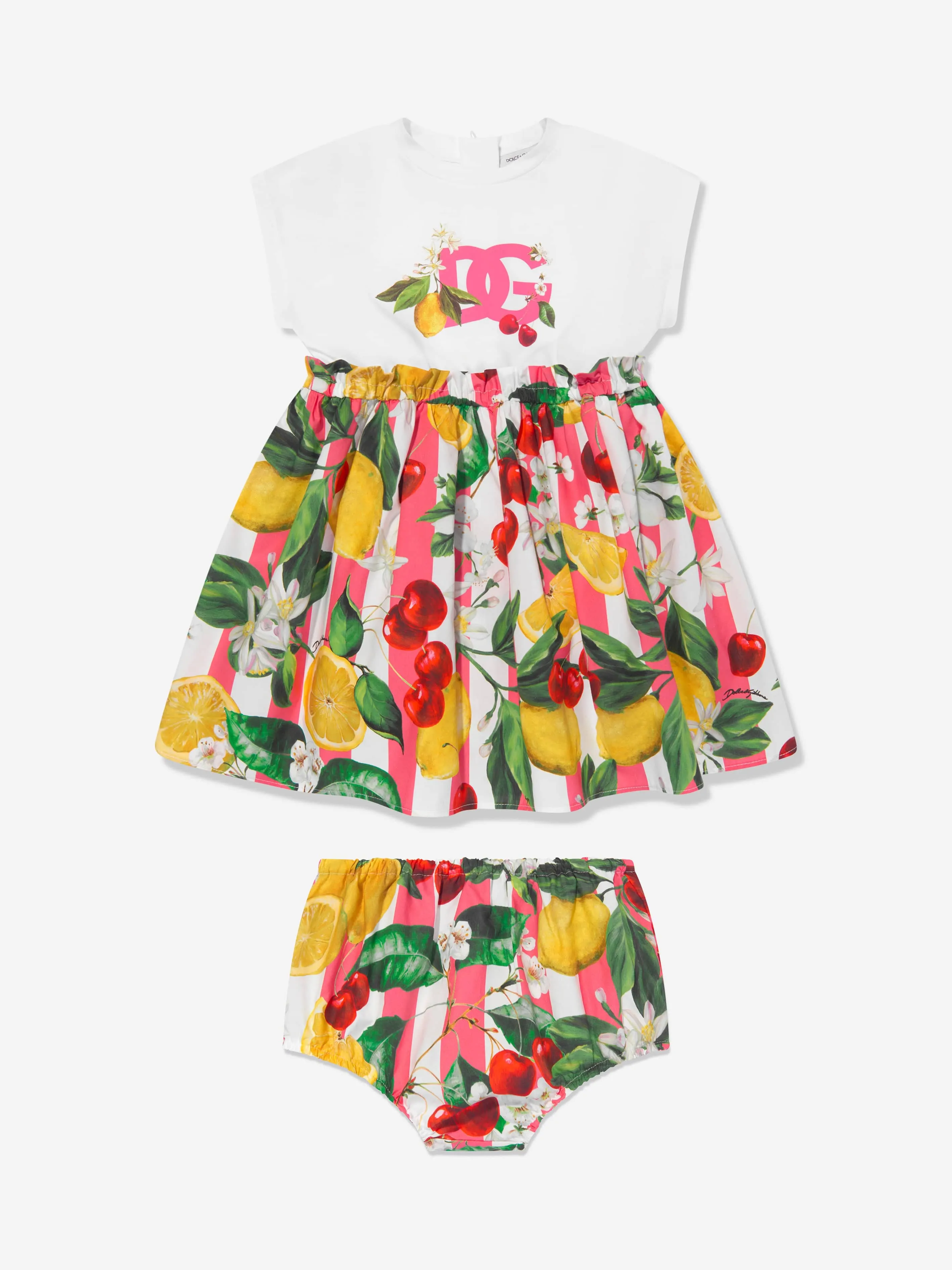 Dolce & Gabbana Baby Girls Fruit Print Dress in White