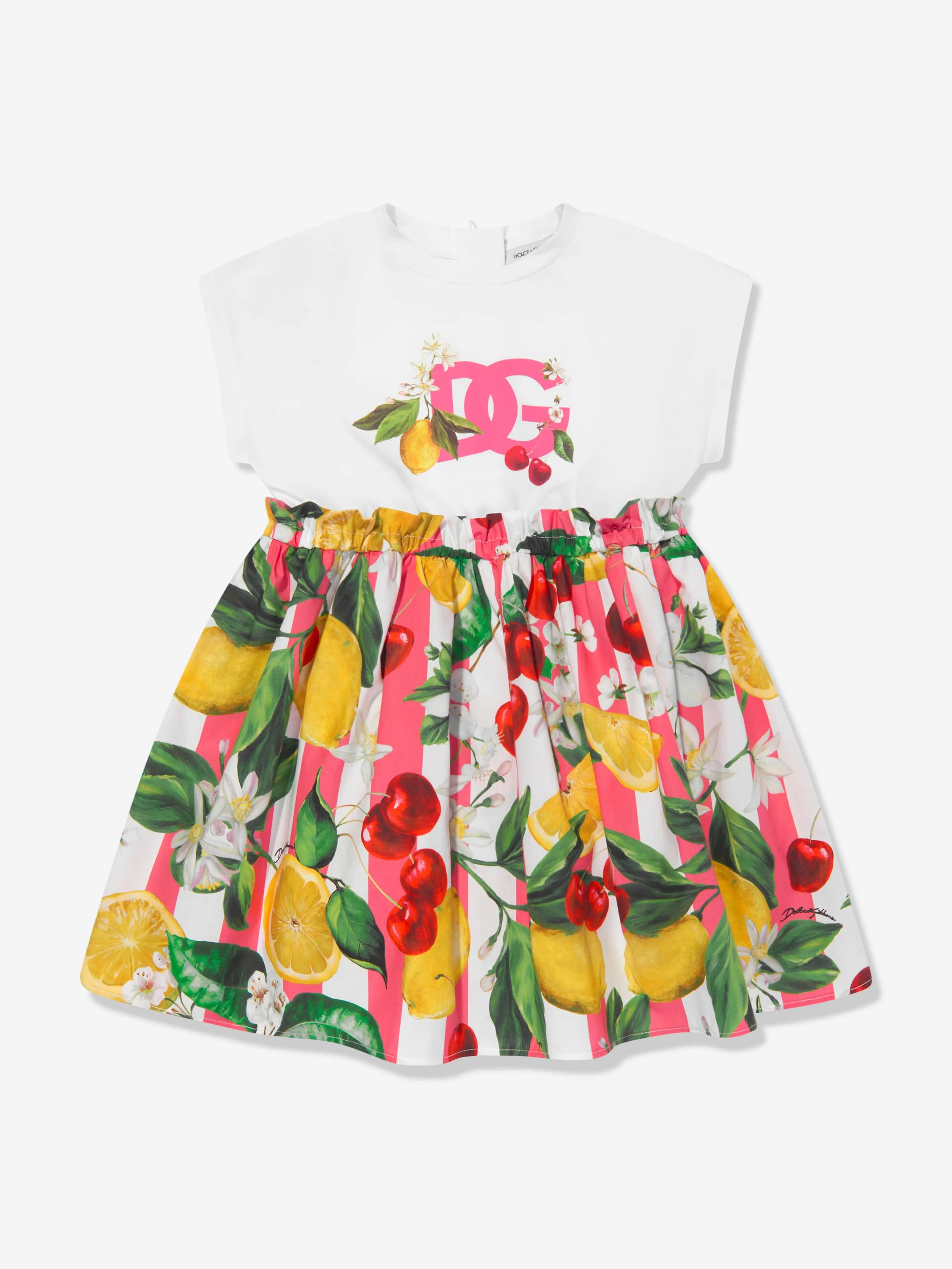 Dolce & Gabbana Baby Girls Fruit Print Dress in White