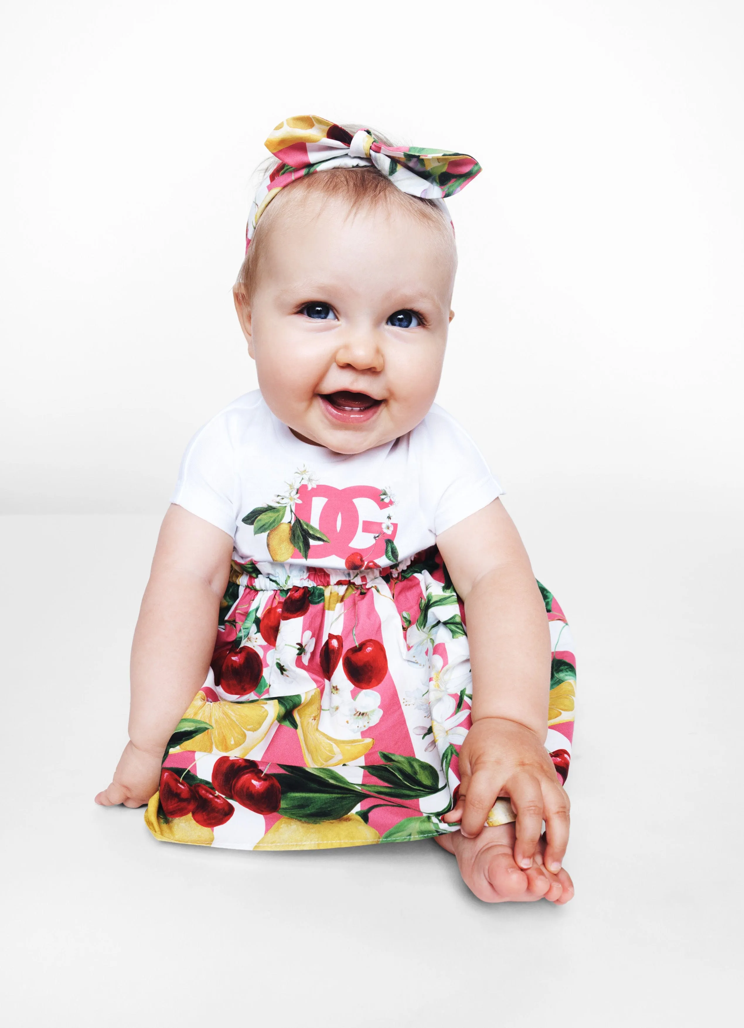 Dolce & Gabbana Baby Girls Fruit Print Dress in White