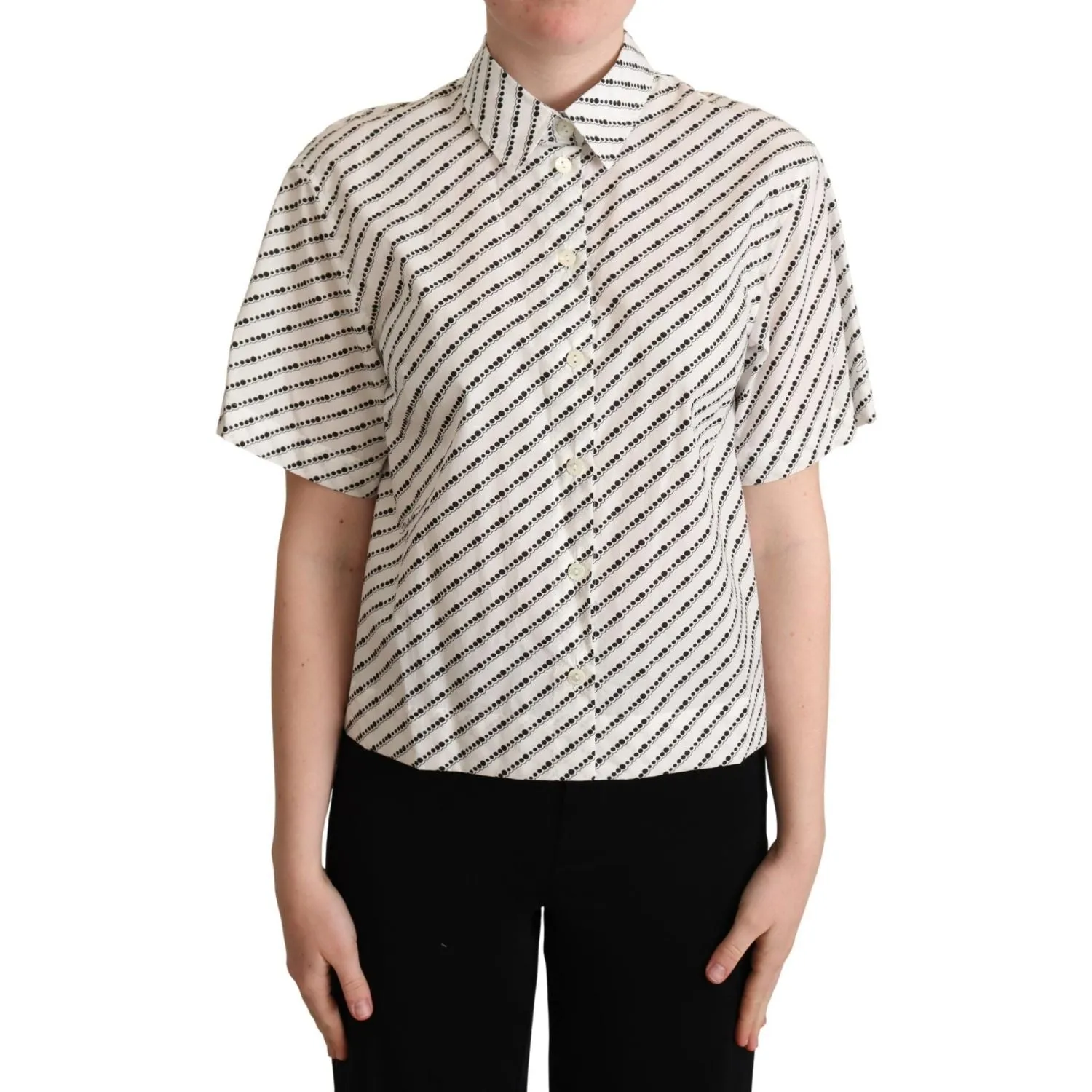 Dolce & Gabbana Elegant Dotted Cotton Polo Top