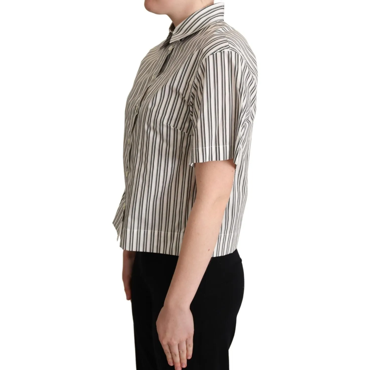 Dolce & Gabbana Elegant Striped Cotton Polo Top