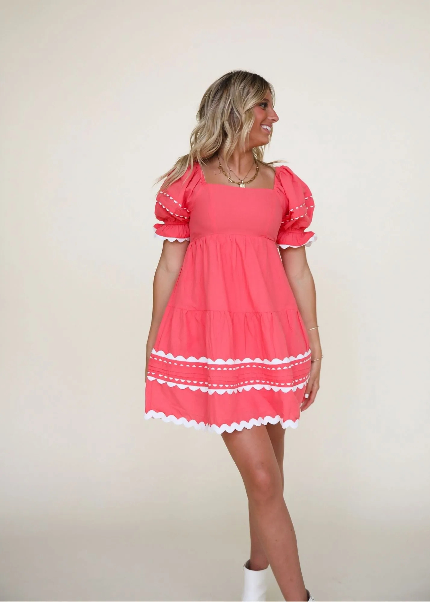 Dolly Dress in Coral