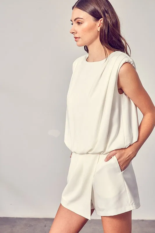 Drape Neck Open Back Romper