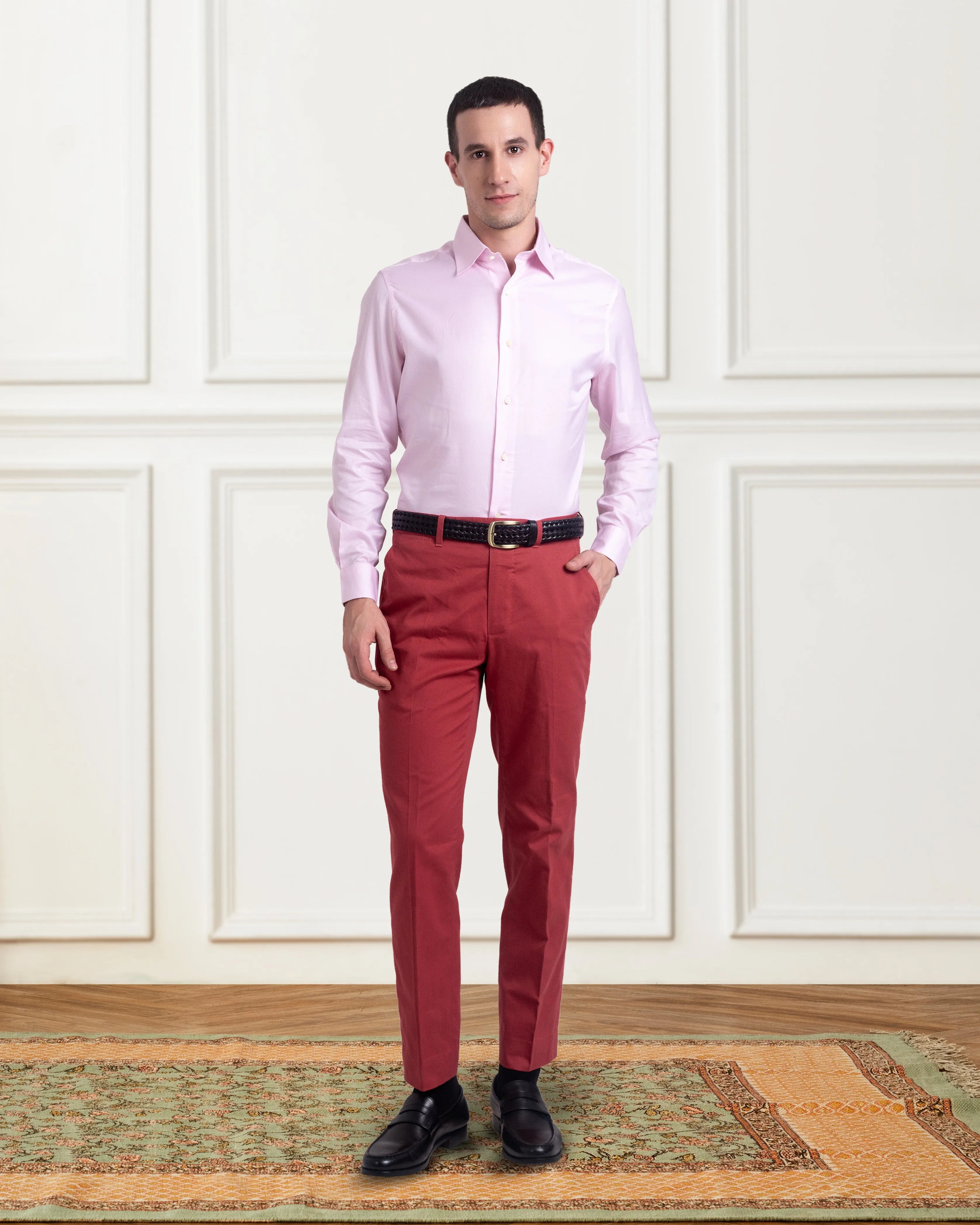 Dugdale Cotton Brick Red Twill Pant