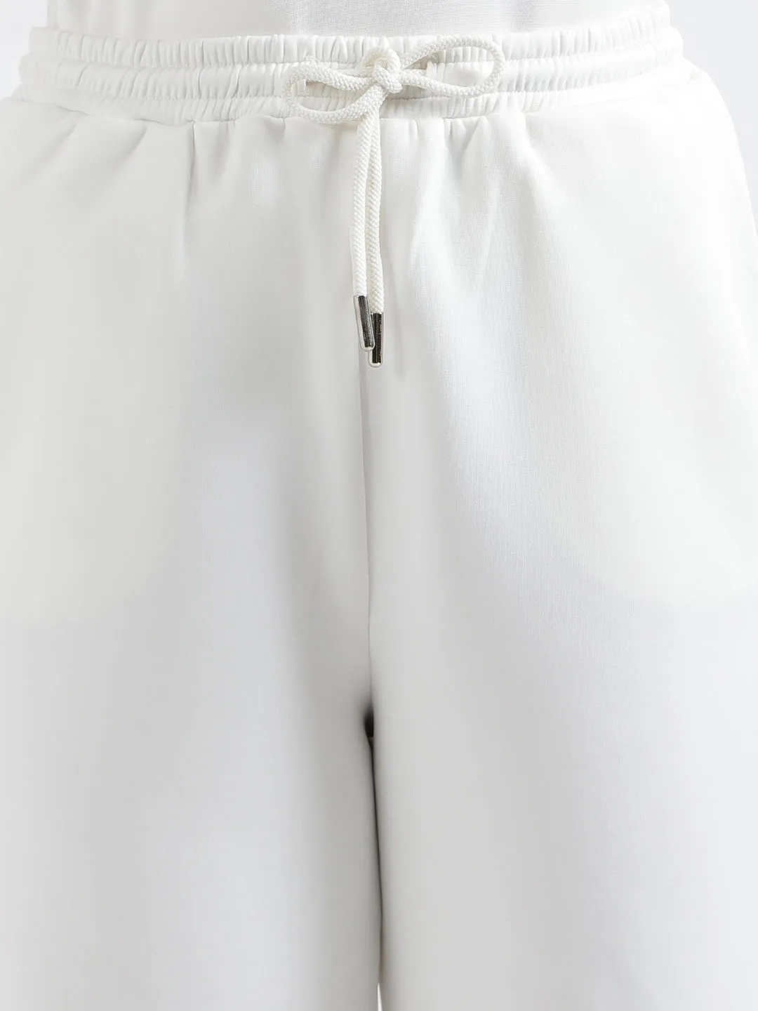 Elle Women White Solid Relaxed Fit Sweatpant