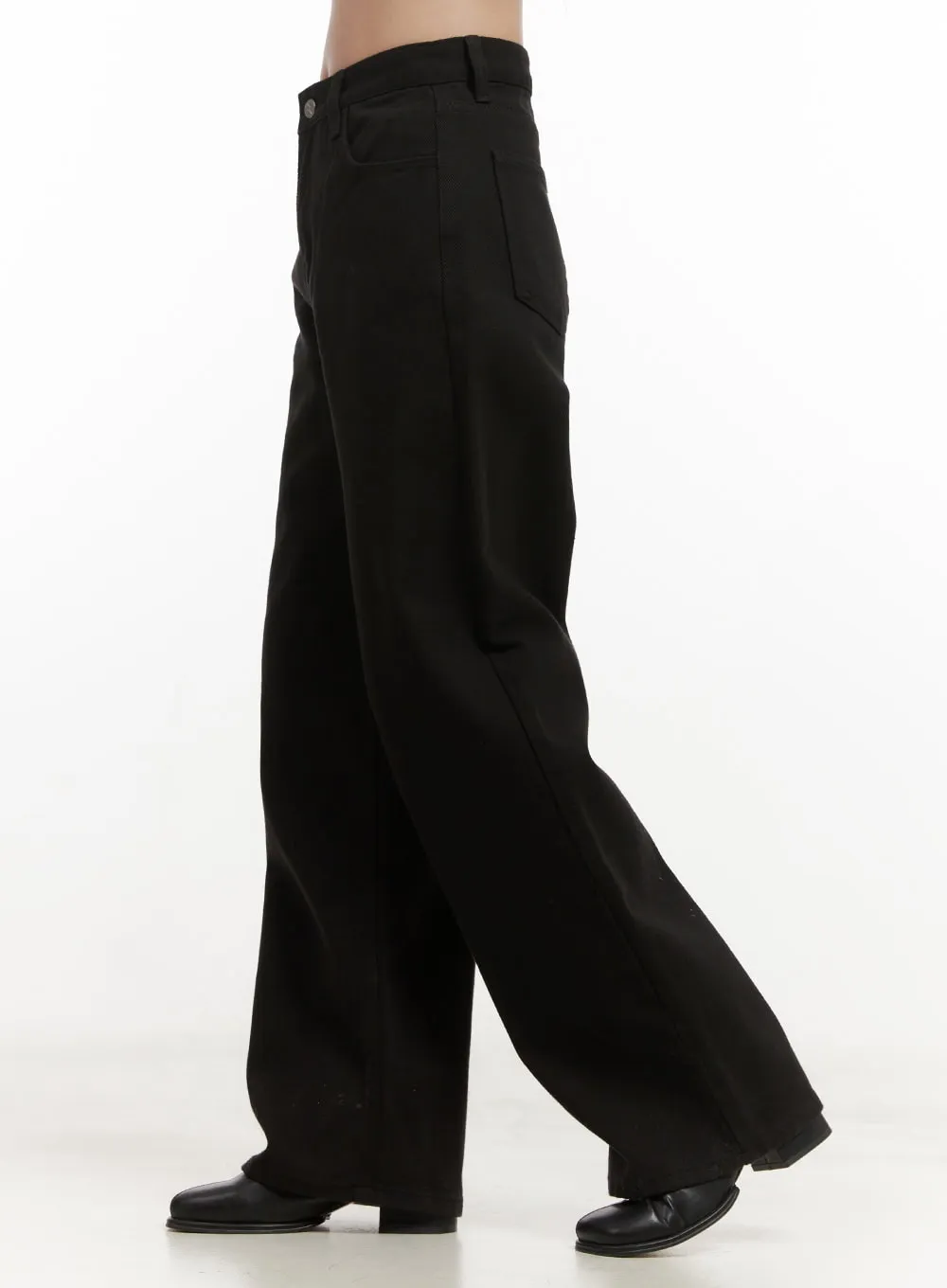 Elowen Solid Cotton Wide-Leg Jeans ON429