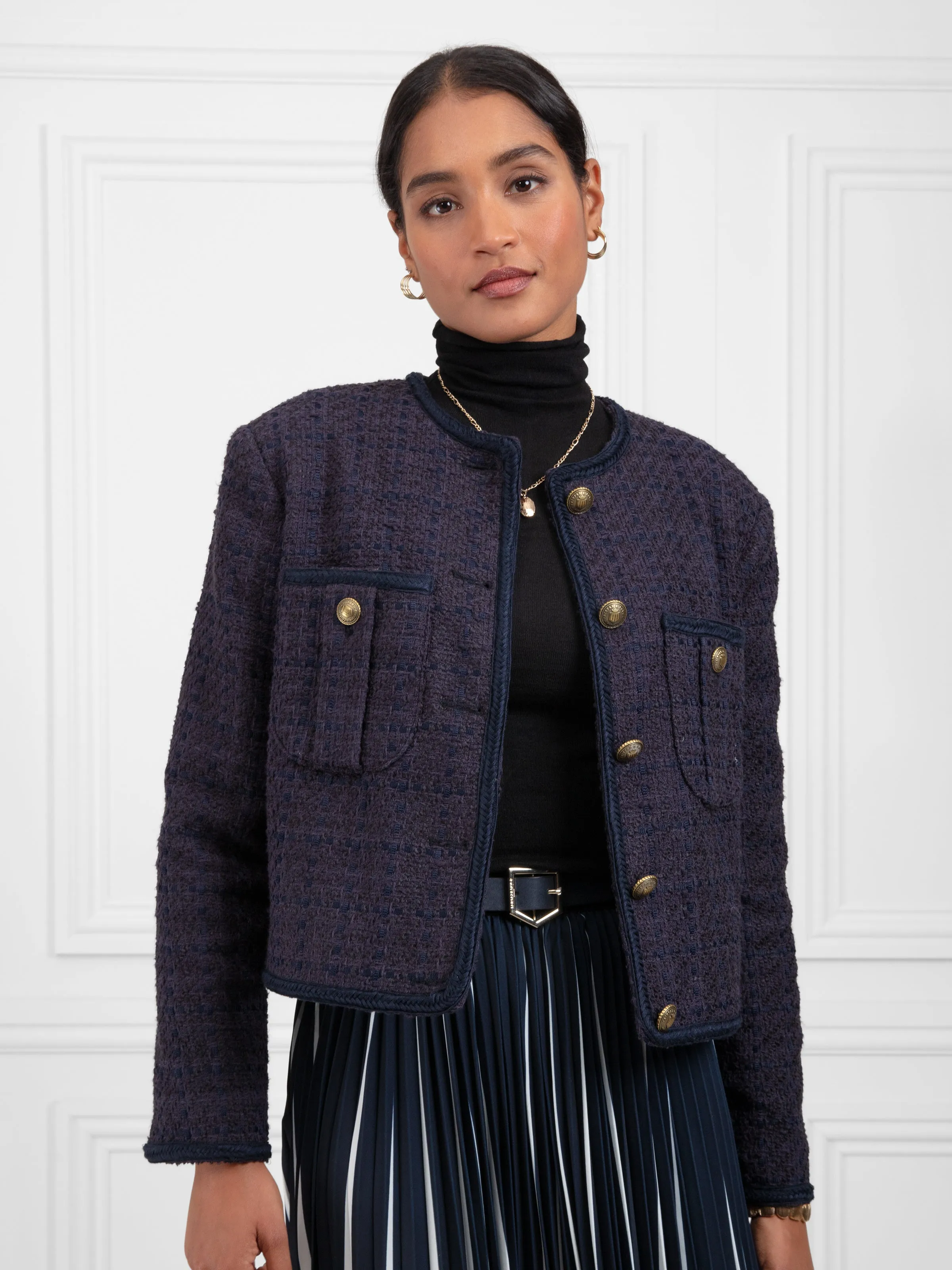 Esme Boucle Jacket - Navy