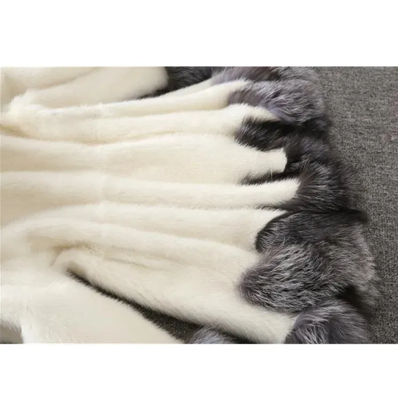 Faux Fur Fox Hooded jacket Plus Size Winter Women's Cloak