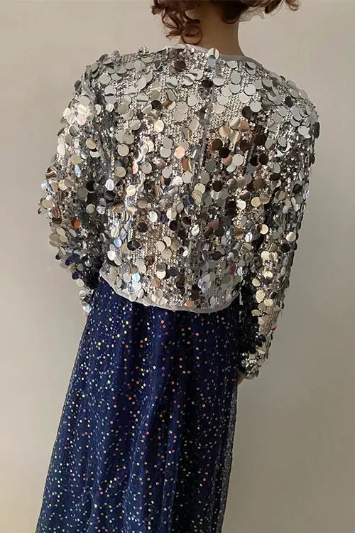 Febedress Open Front Cropped Sequin Jacket