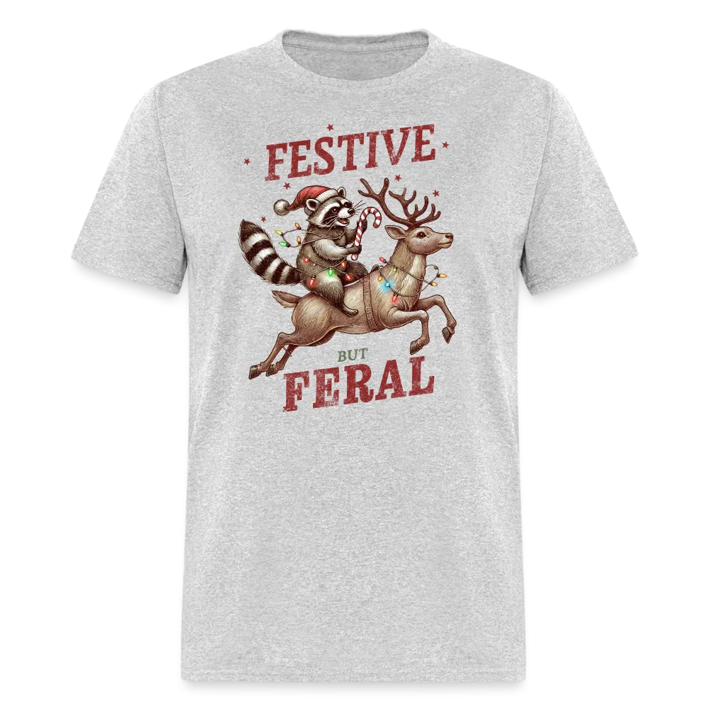 Festive But Feral Raccoon Christmas T-Shirt