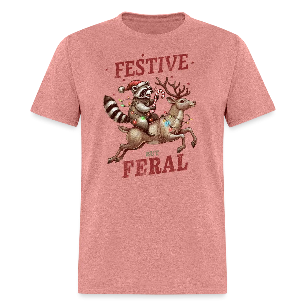 Festive But Feral Raccoon Christmas T-Shirt