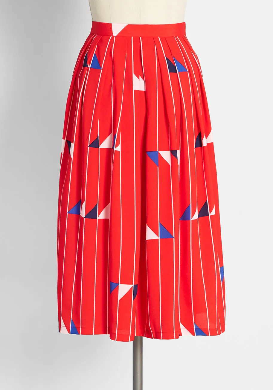 Flagging Down Fun Midi Skirt