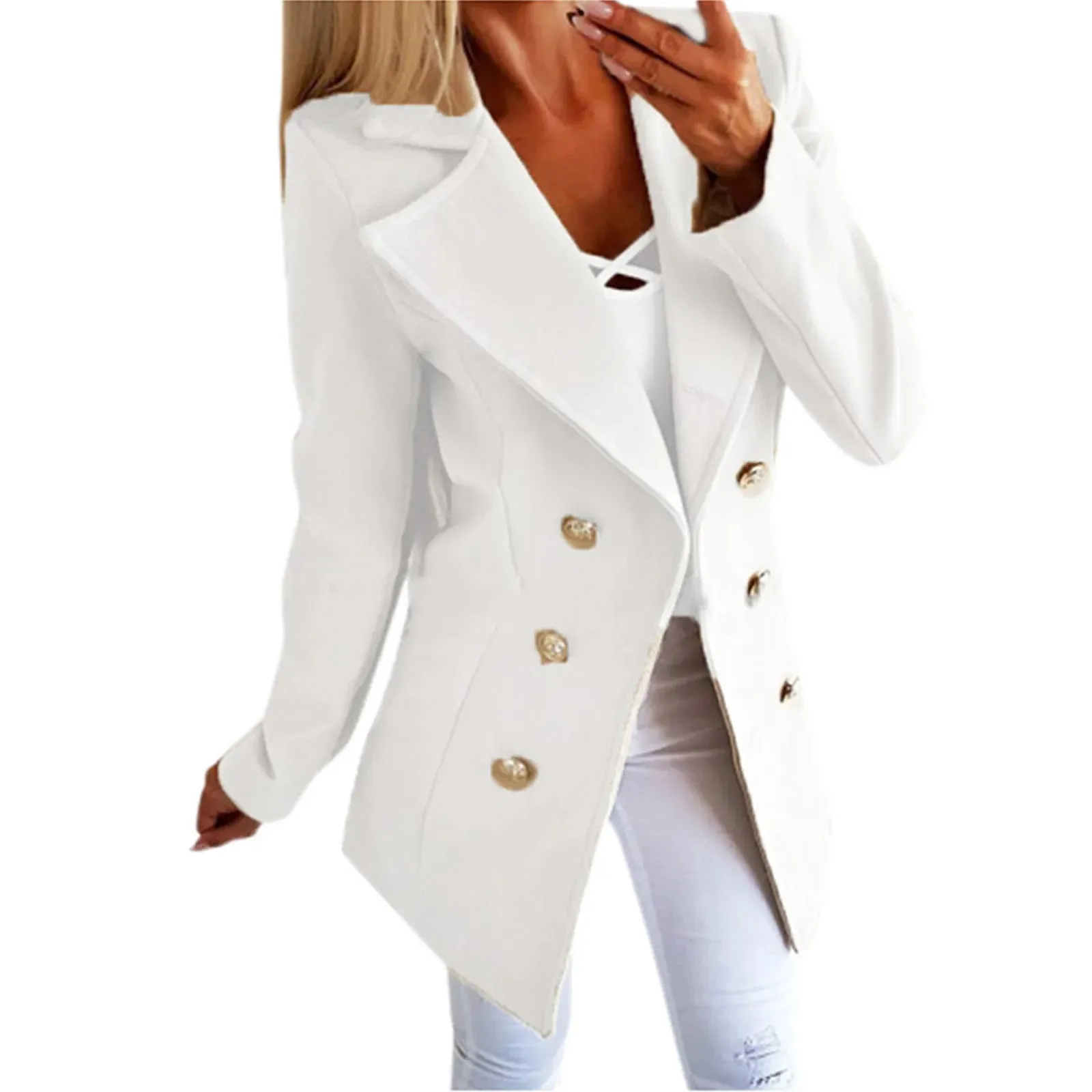 Funki Buys | Jackets | Women's Open Front Gold Button Jackets