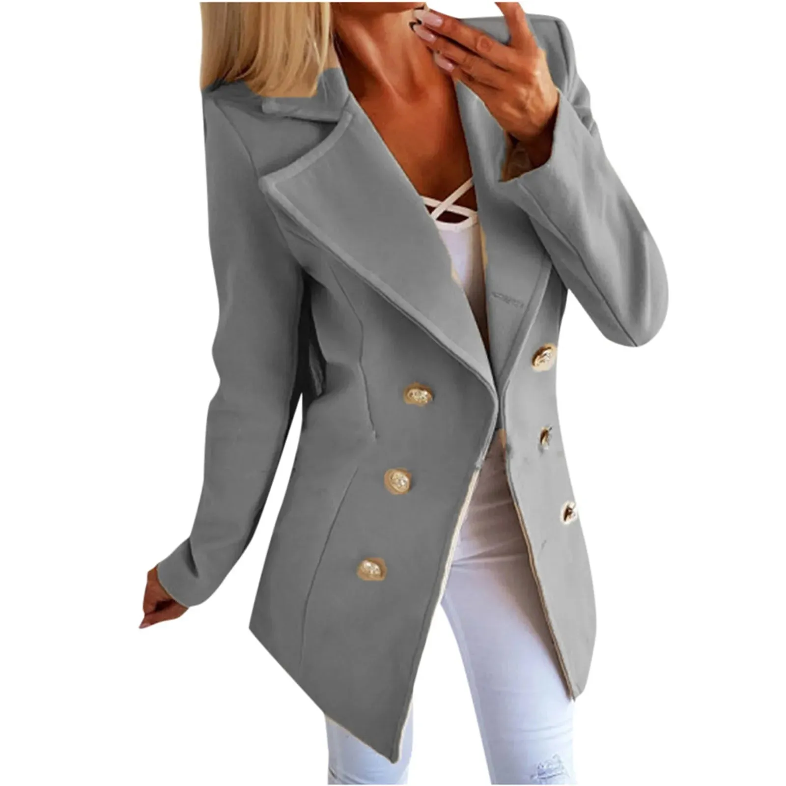 Funki Buys | Jackets | Women's Open Front Gold Button Jackets