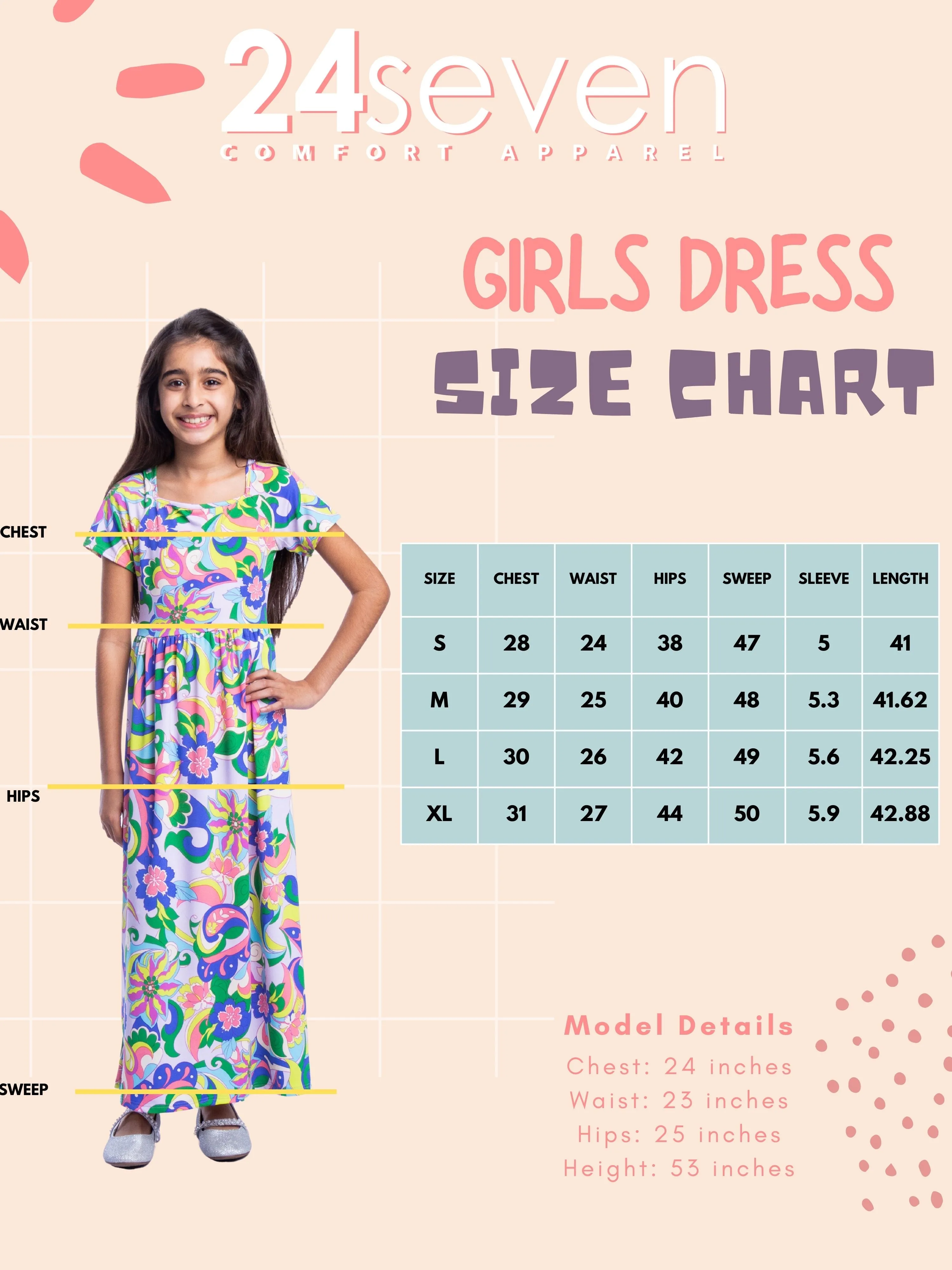 Girls Floral Print Short Sleeve Pleated Maxi Dress