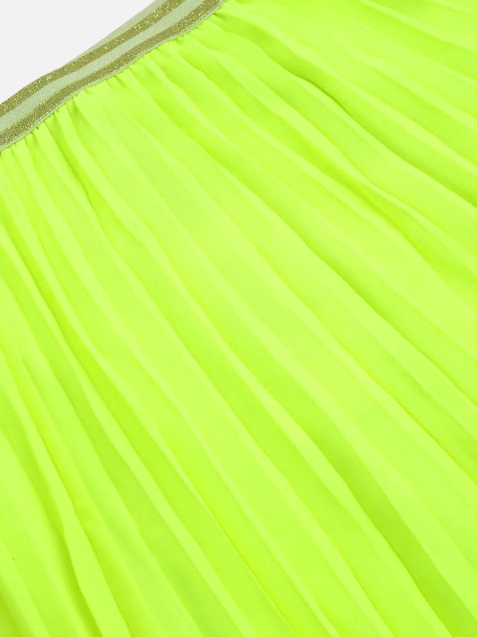 Girls Neon Green Pleated Skirt - Lyush Kids