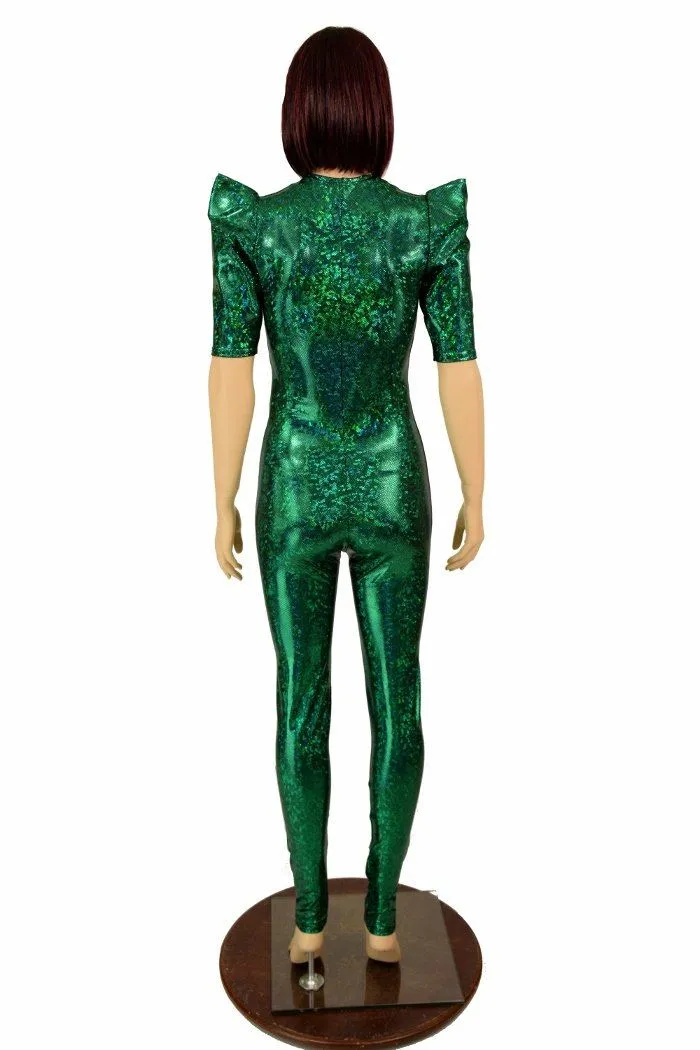 Green Kaleidoscope Sharp Shoulder Catsuit