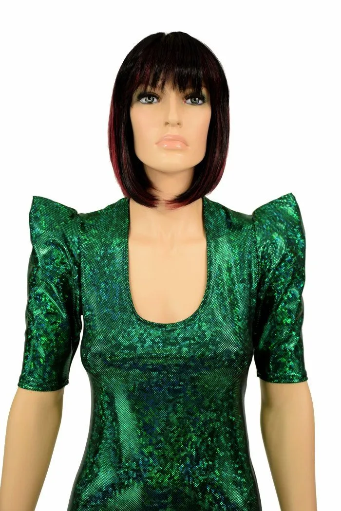 Green Kaleidoscope Sharp Shoulder Catsuit