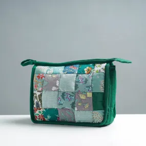 Green - Patchwork Quilted Multipurpose Toiletry Bag