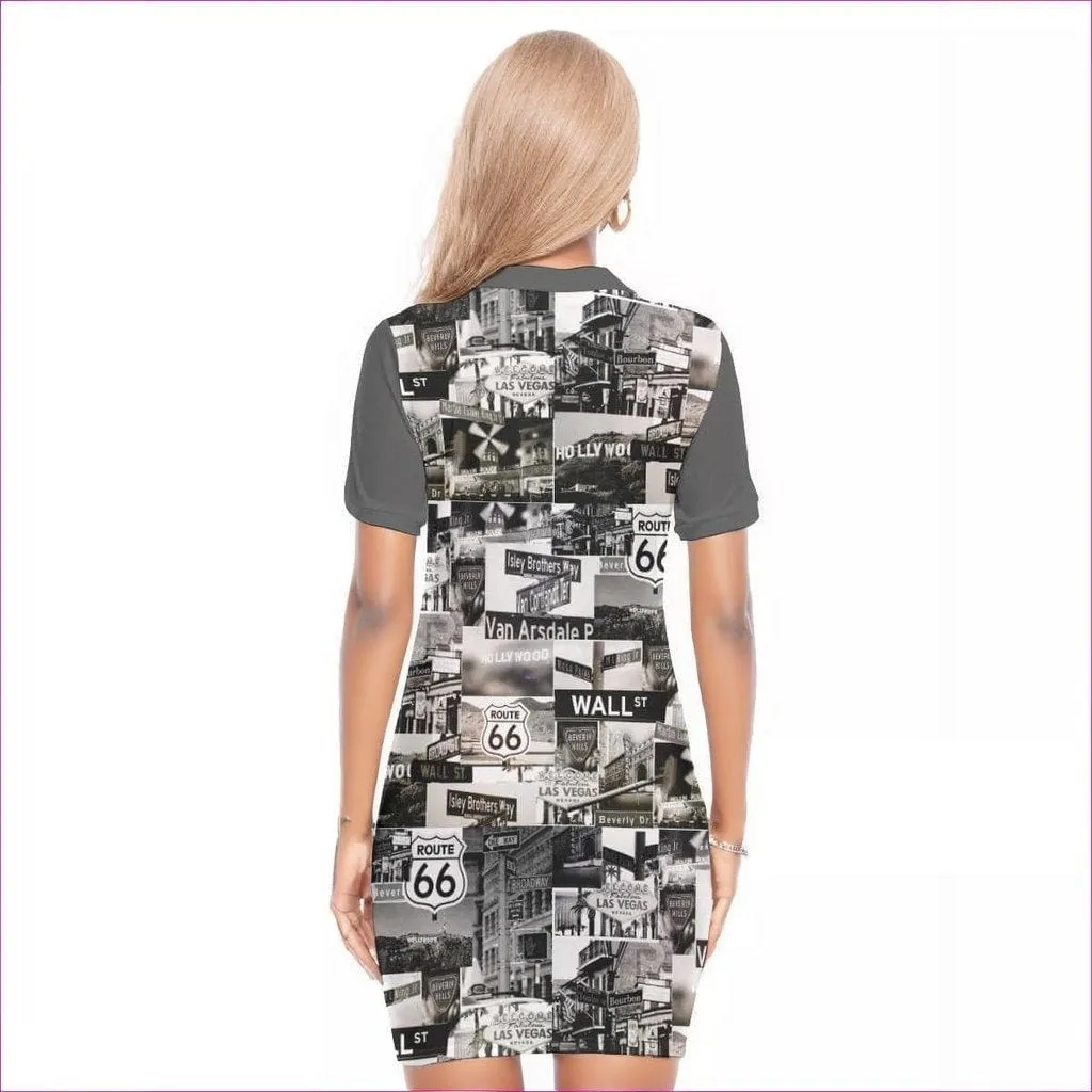 Greyed Streets Womens Polo Collar Dress