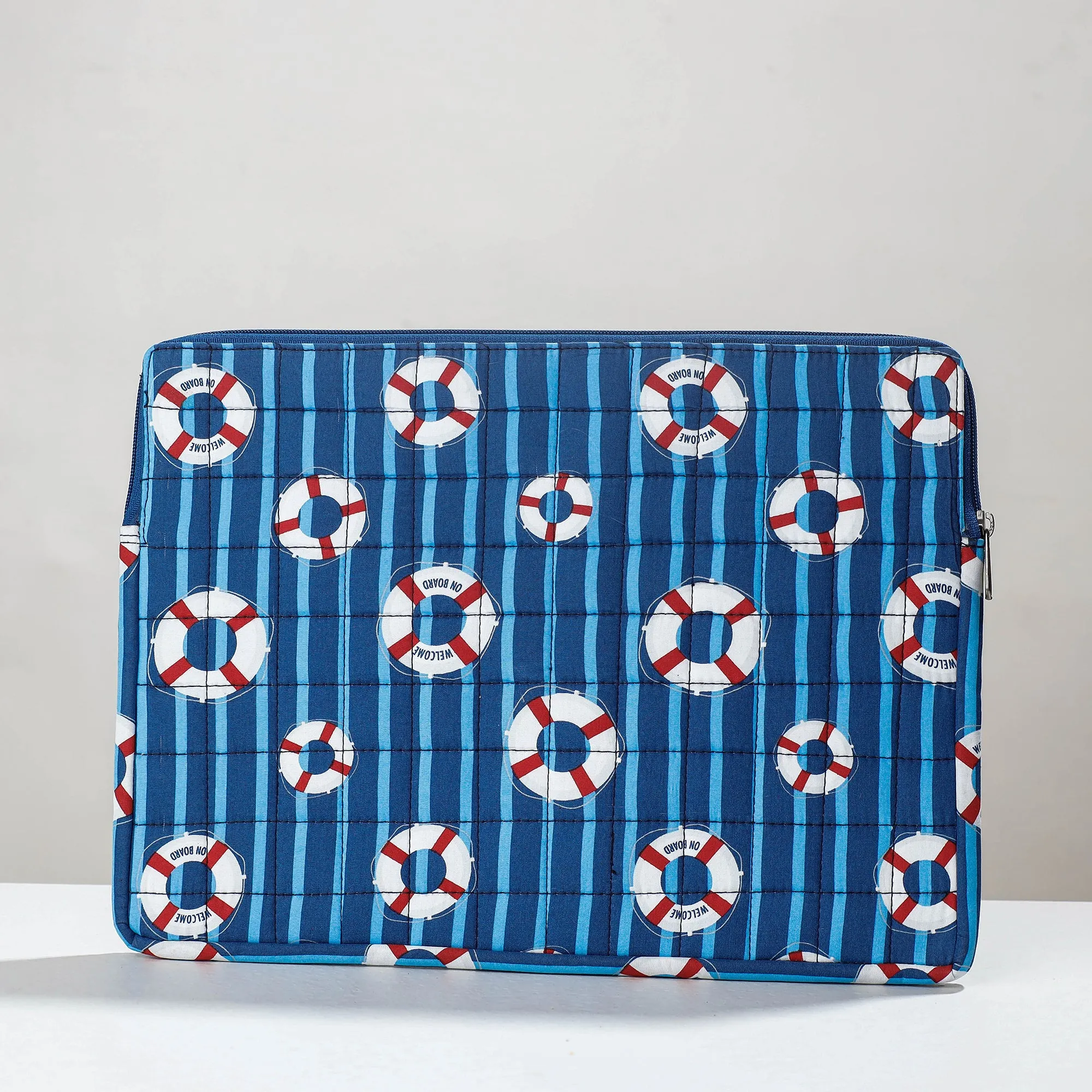 Handcrafted Block Printing Quilted Laptop Sleeve (11 x 14 in)