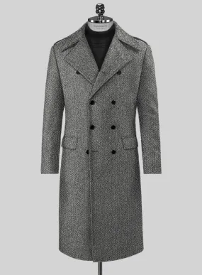 Harris Tweed Gray Herringbone GQ Overcoat