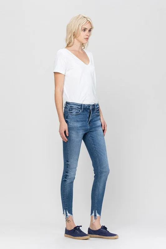 High Rise Ankle Skinny Hem Detail