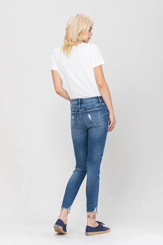 High Rise Ankle Skinny Hem Detail