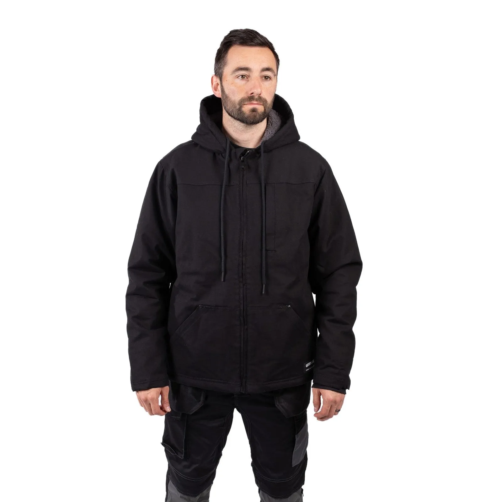 Hooded Sherpa Lined Jacket  Black