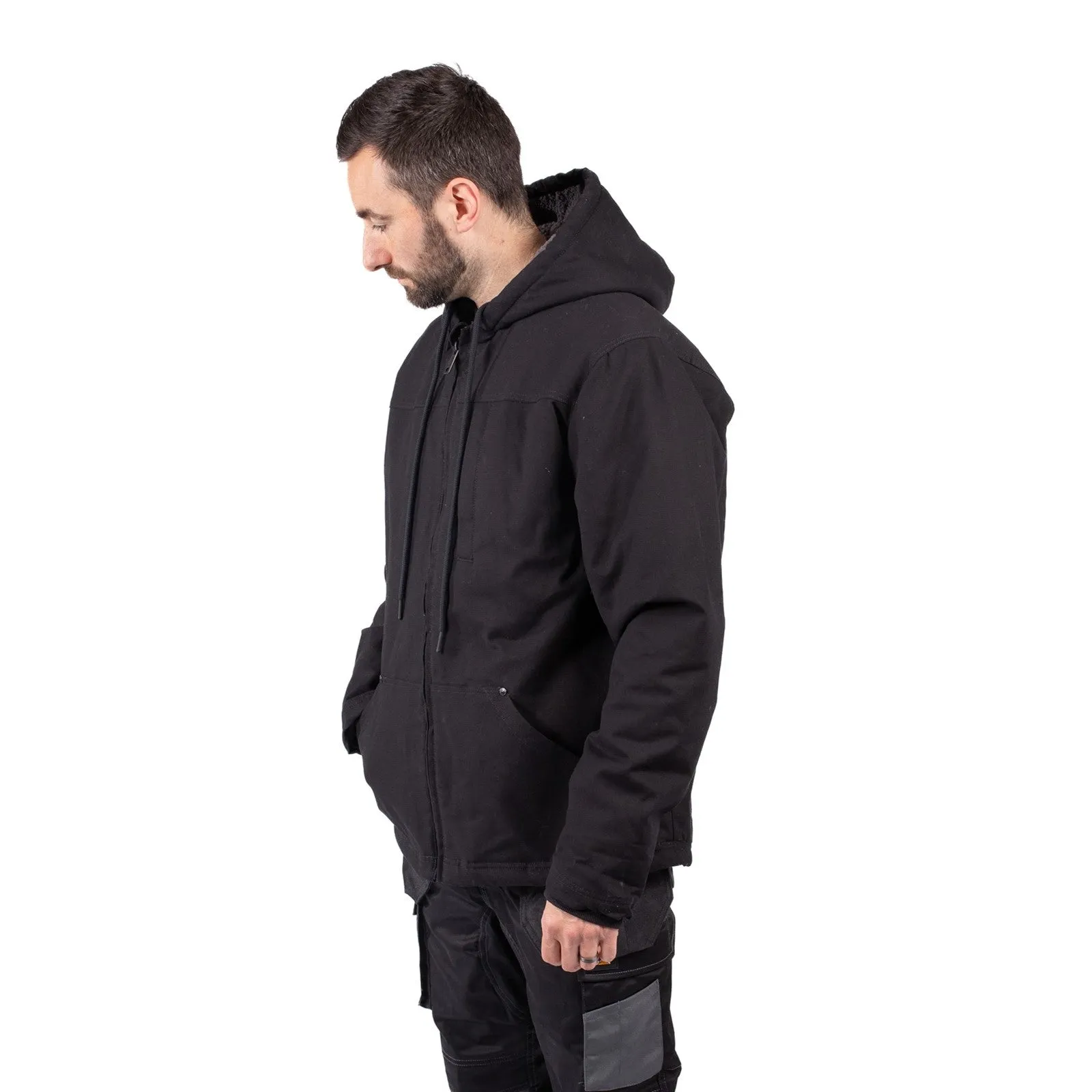 Hooded Sherpa Lined Jacket  Black