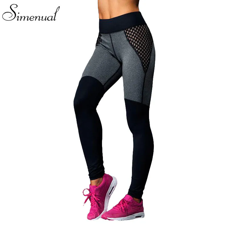 Hot sale mesh splice fitness leggings trousers for women athleisure 2017 jeggings grey black slim legging pants female elastic