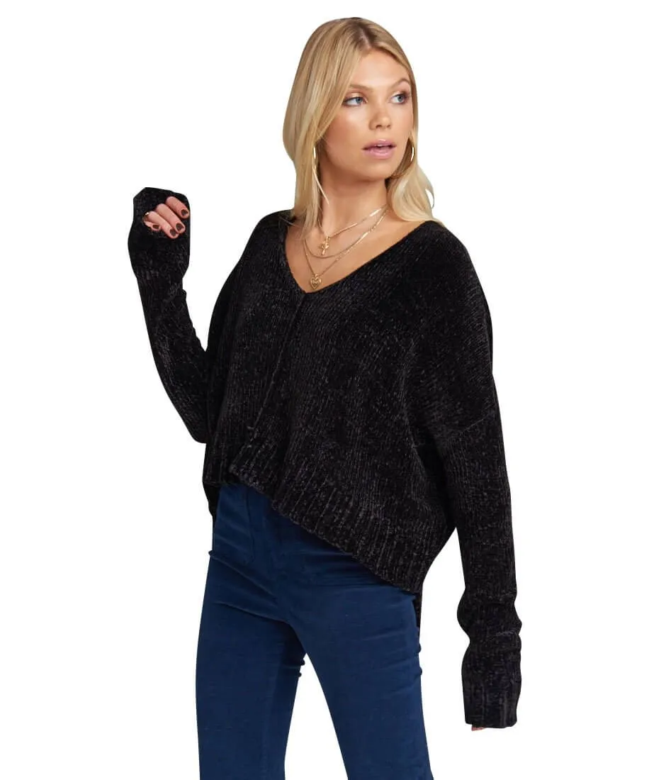 Hug Me Crop Sweater, Black Chenille