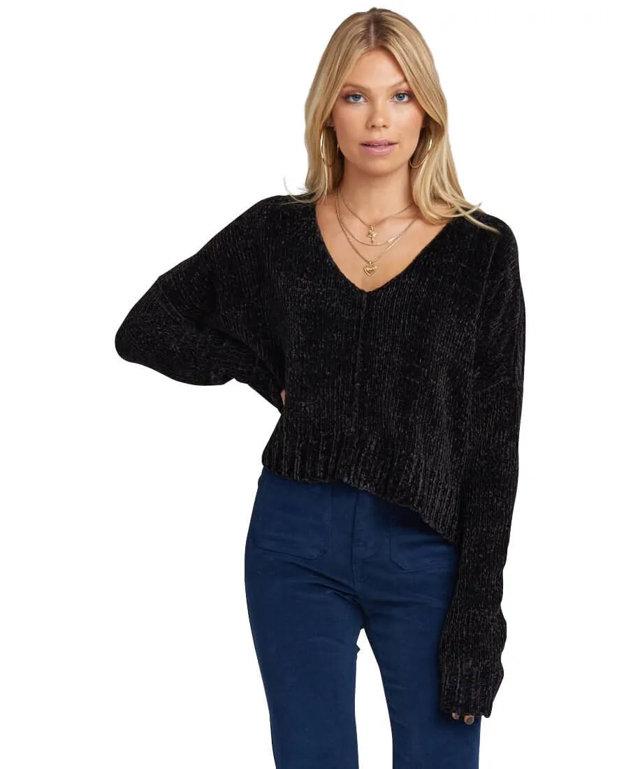 Hug Me Crop Sweater, Black Chenille