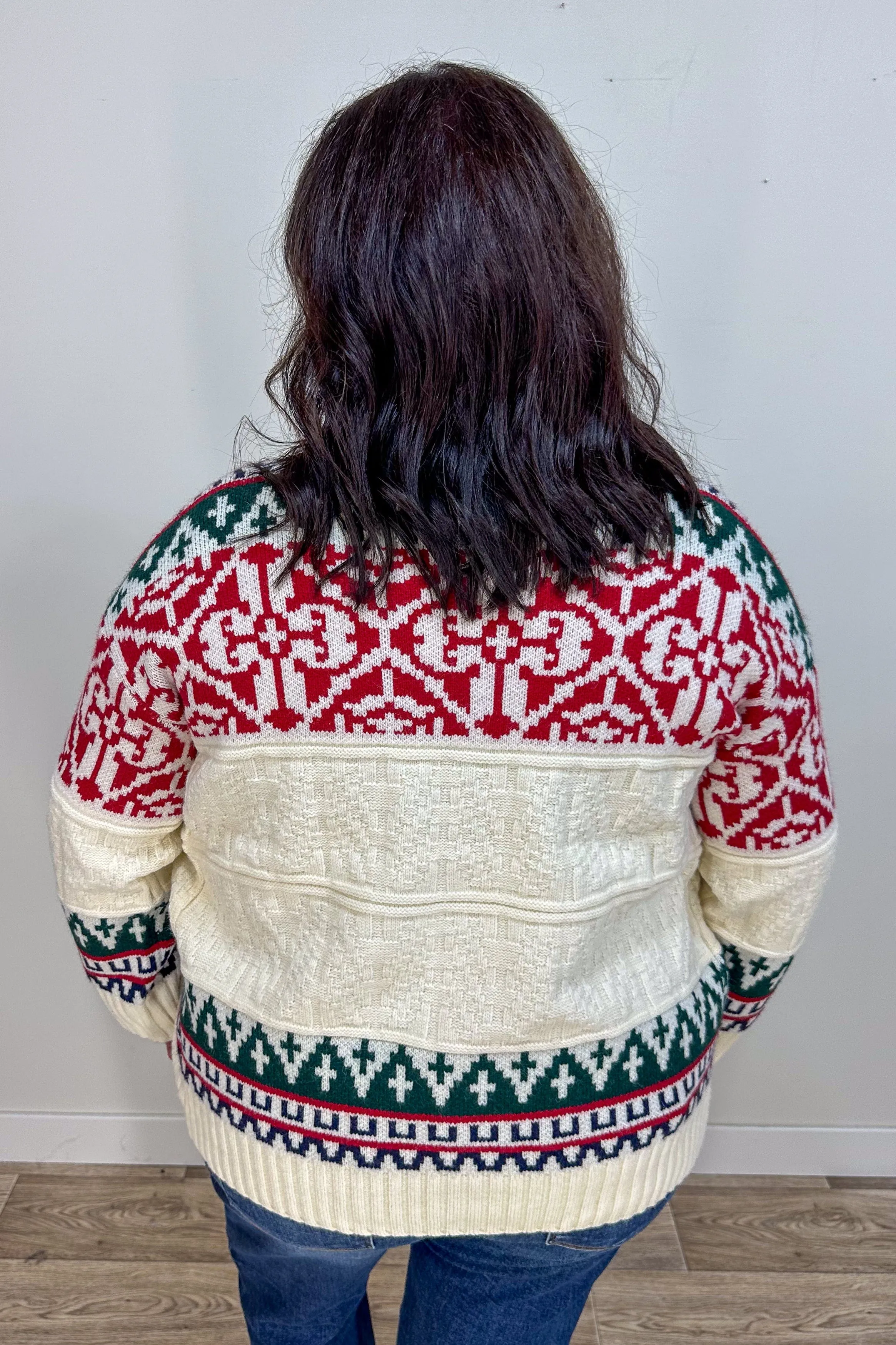 Ivory Holiday Print Cardigan