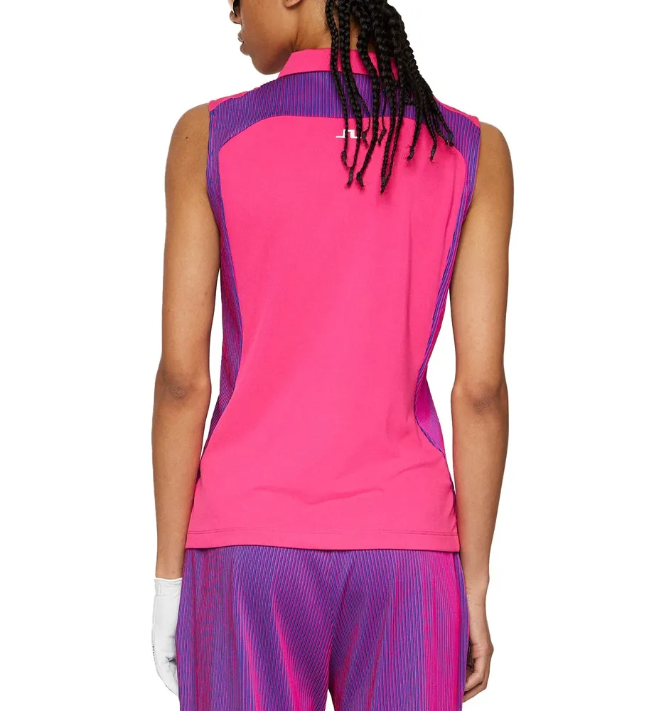 J.Lindeberg Women's Betsy Sleeveless Golf Polo Shirt - Pink Peacock