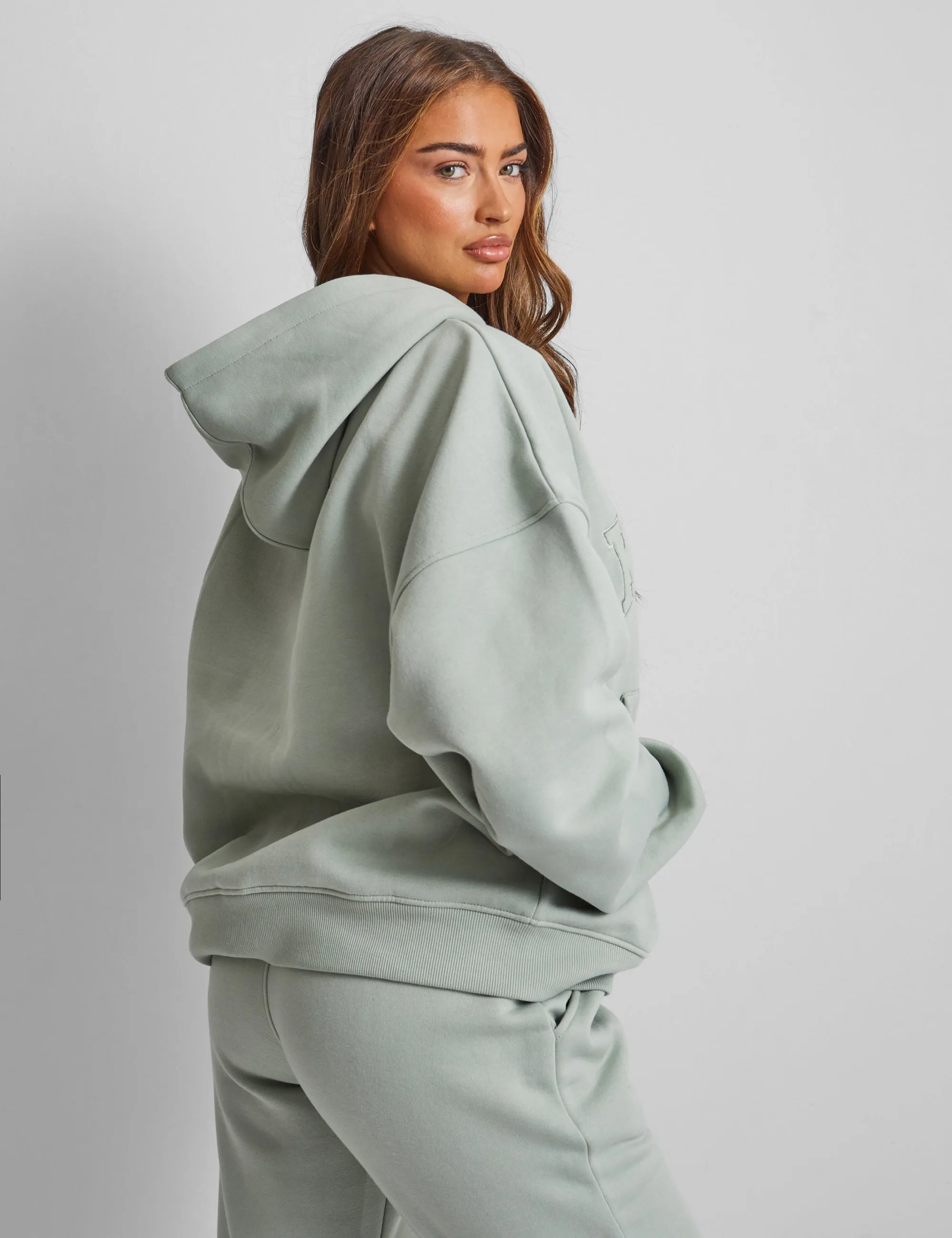 Kaiia Wide Leg Sweat Pants in Sage Green