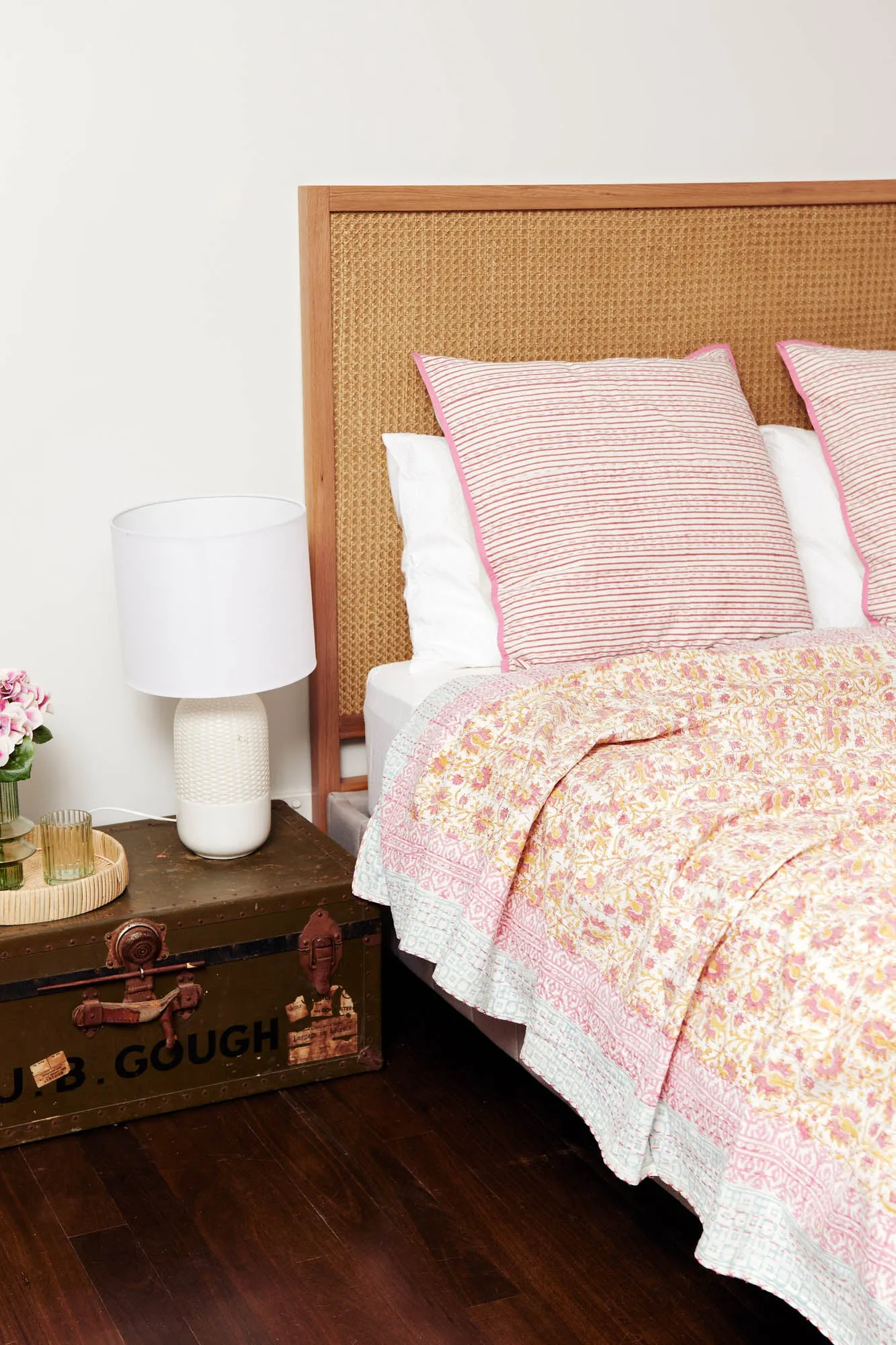 Kantha European Pillowcase Rose Pink