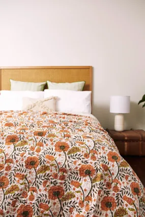 Kantha Quilt Autumn Flowers