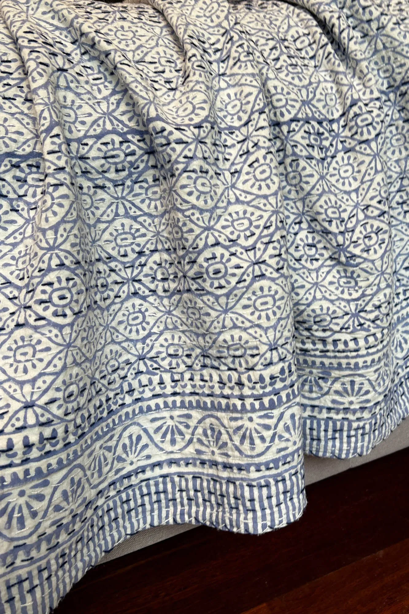 Kantha Quilt Cornflower Crystals