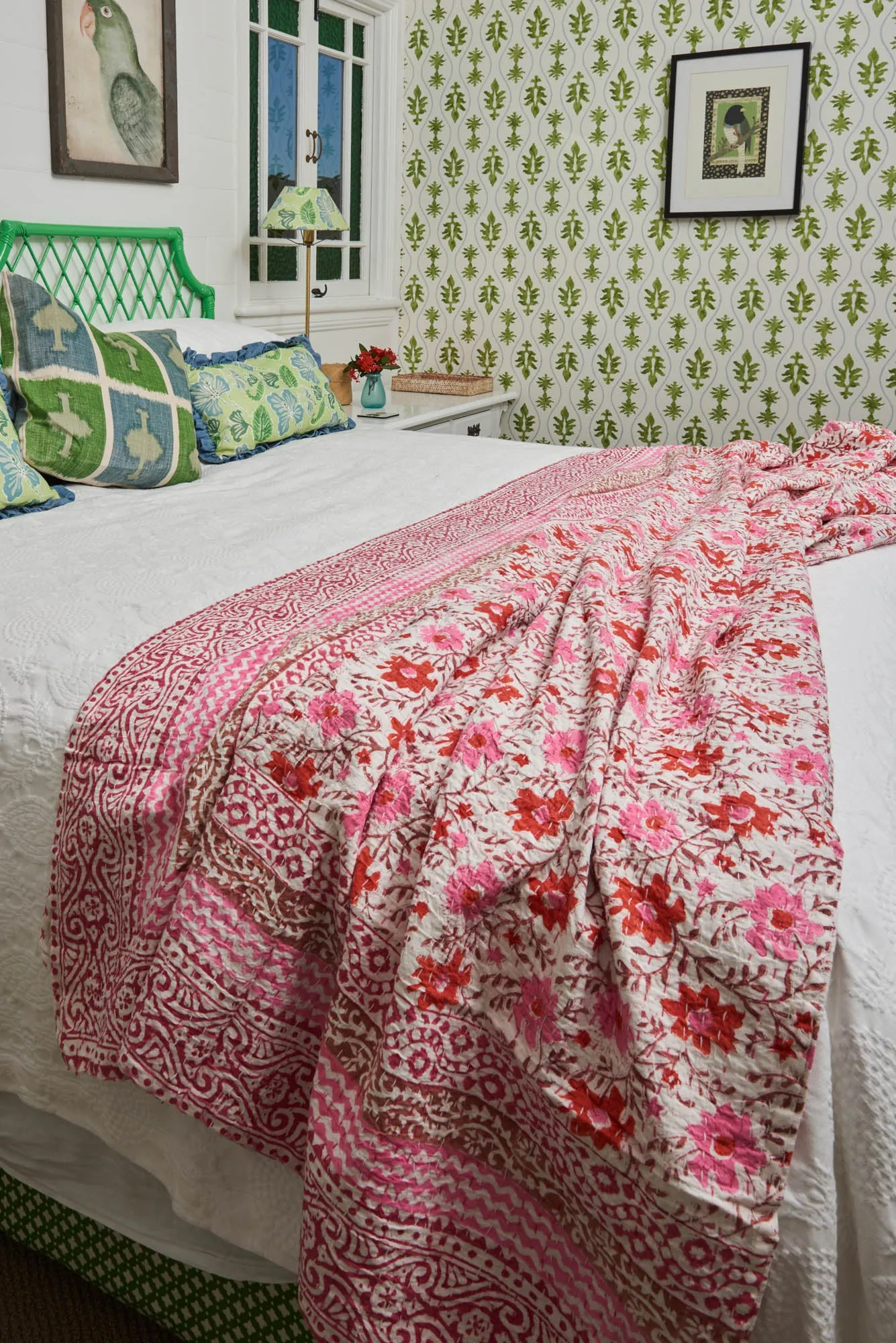 Kantha Quilt Cottage Roses