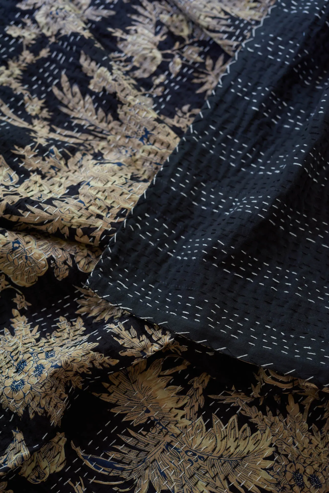 Kantha Quilt Ebony Garden