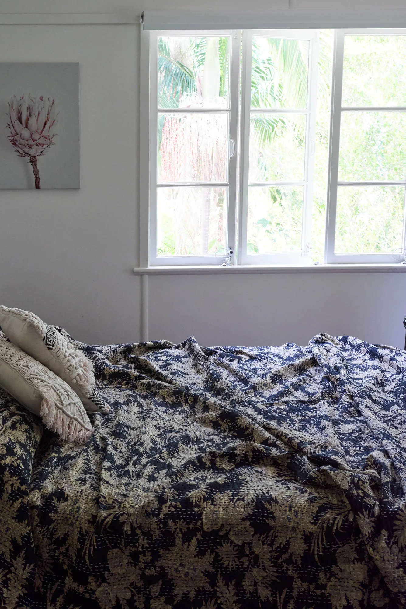 Kantha Quilt Ebony Garden