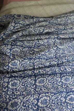 Kantha Quilt French Navy Garden